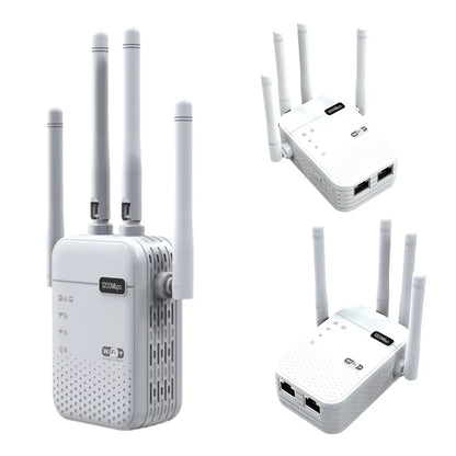 1200Mbps Wifi Signal Booster 4 External Antennas 5Ghz & 2.4Ghz Dual-Band Internet Extender for Home Office