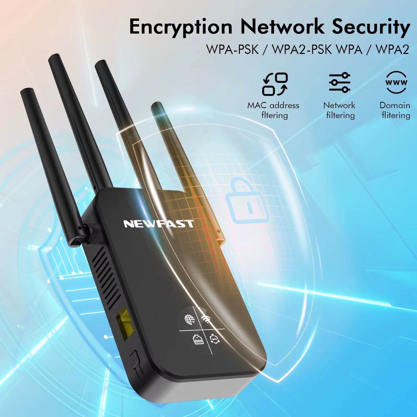 Newfast 1200Mbps Wifi Repeater Long Range OLED 5Ghz De Sinal Wifi Extenders Amplifier Signal Booster Antenna Repeator UK Plug