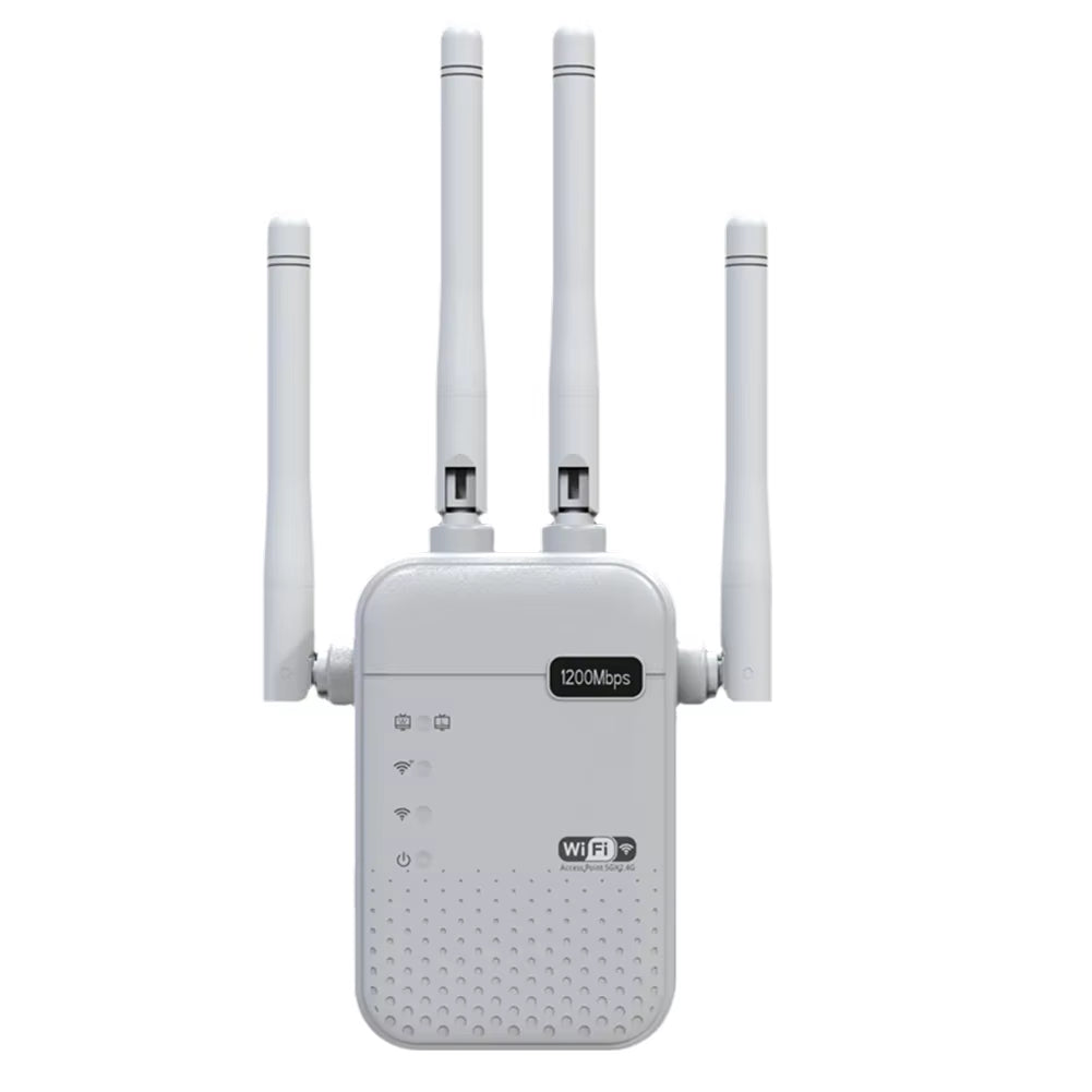 1200Mbps Wifi Signal Booster 4 External Antennas 5Ghz & 2.4Ghz Dual-Band Internet Extender for Home Office
