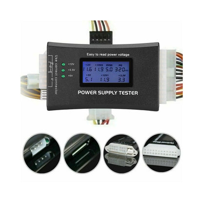 Computer Power Supply Diagnostic Tool with LCD Screen for PC Testing and Repair